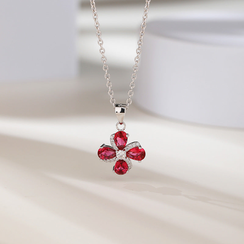 Platinum-Plated S925 Sterling Silver Pendant with 5A Zirconia and Crystals