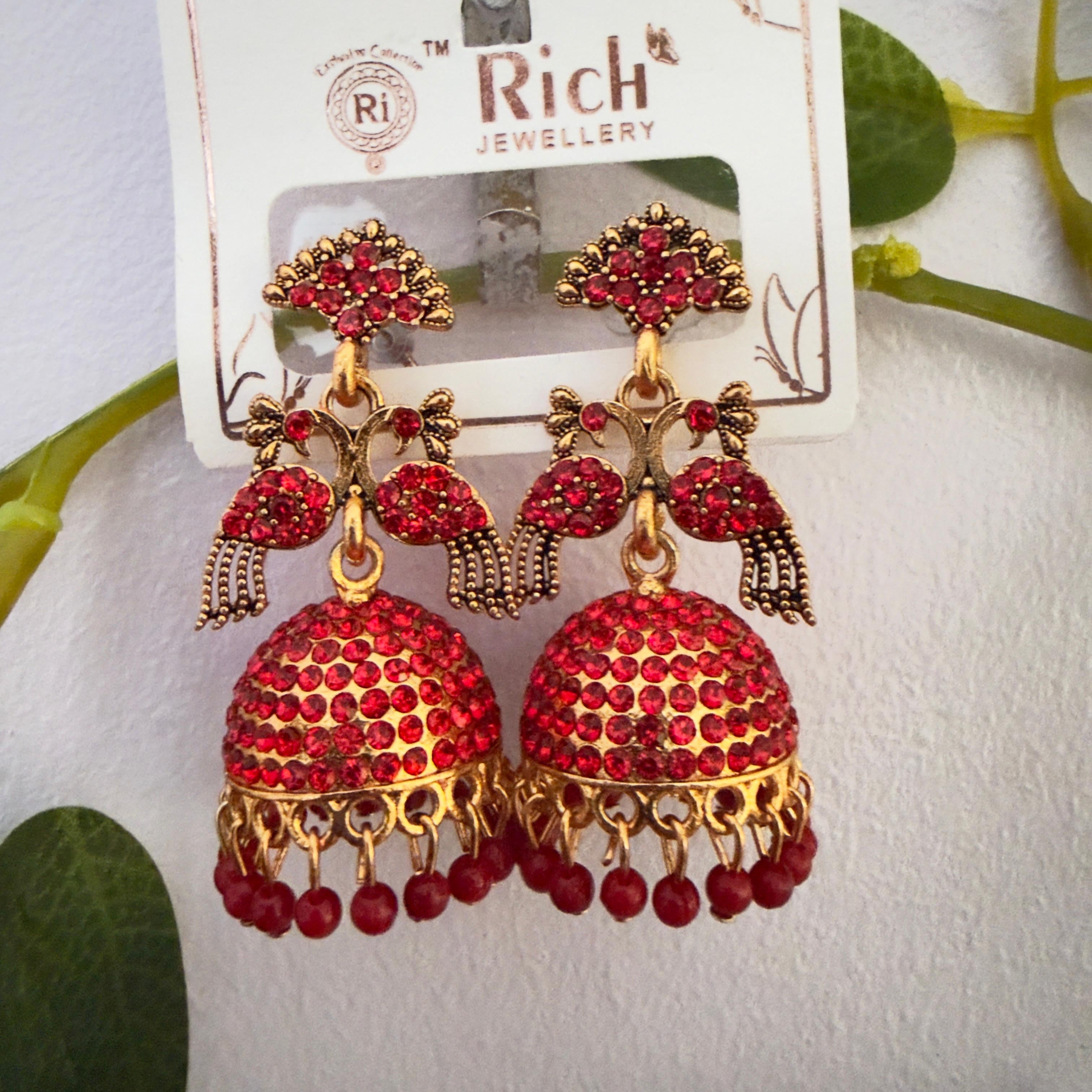 Red jhumka peacock