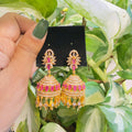 Traditional Ethnic Jhumkas Featuring Ruby Stone