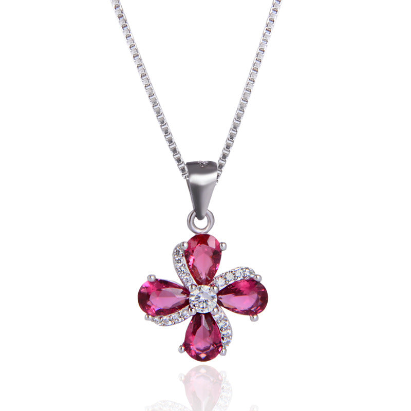 Platinum-Plated S925 Sterling Silver Pendant with 5A Zirconia and Crystals