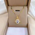 18k Gold Plated 316L Stainless Steel Oval Zircon Anti-Tarnish Necklace