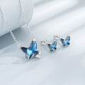 925 Sterling Silver Blue Zirconia Necklace & Earrings Set – Platinum Plated