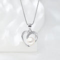 S925 Sterling Silver Heart Pearl necklace with 5A Zirconia – Platinum Plated