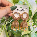 Elegant Champagne Stone Embellished Jhumkas