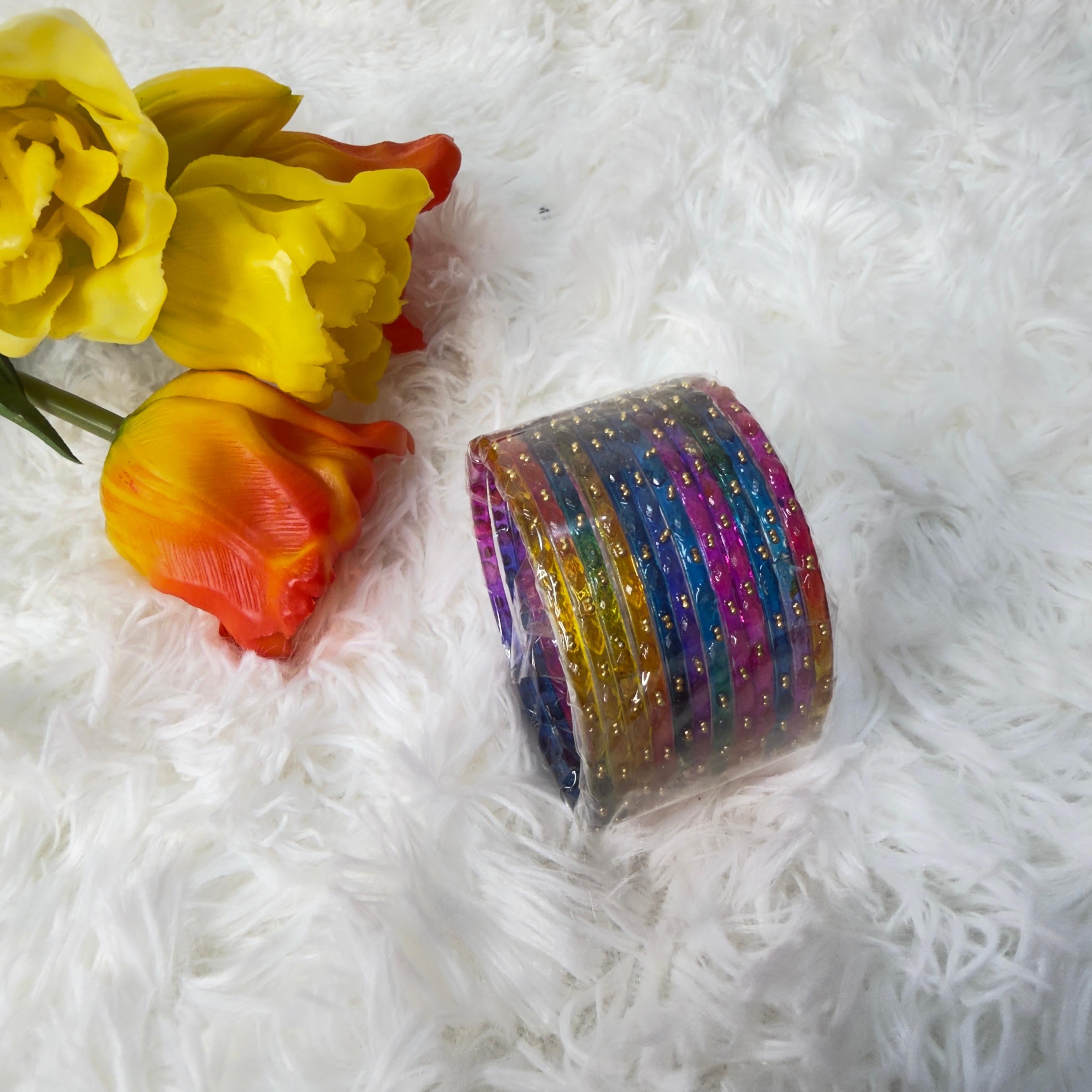 Raindrop rainbow glass bangles