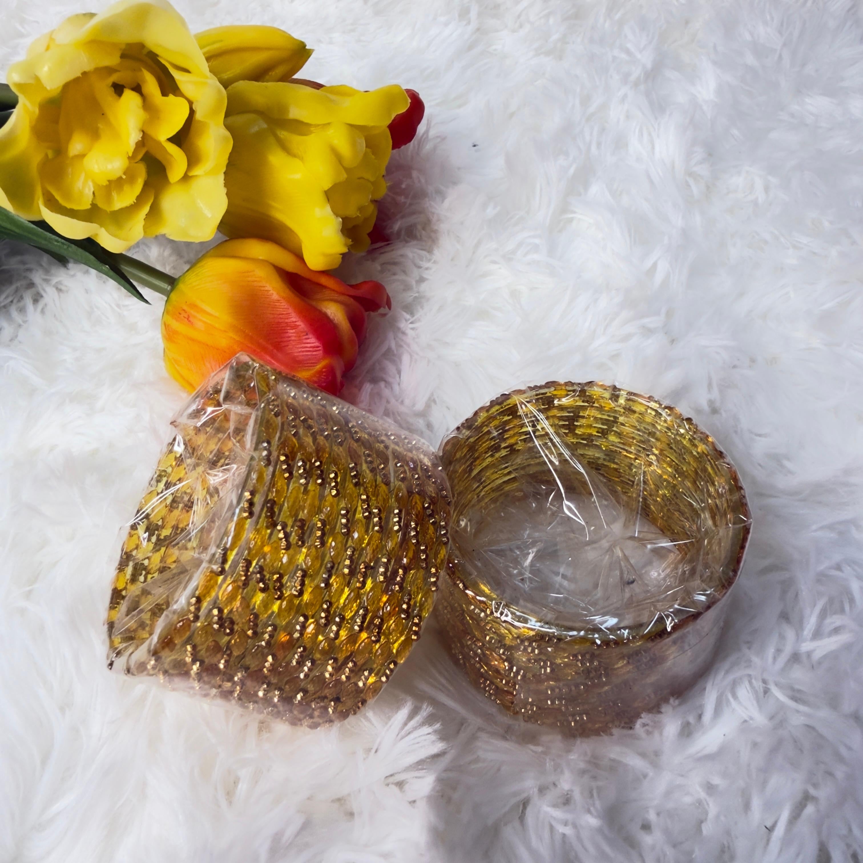 Raindrop yellow glass bangles
