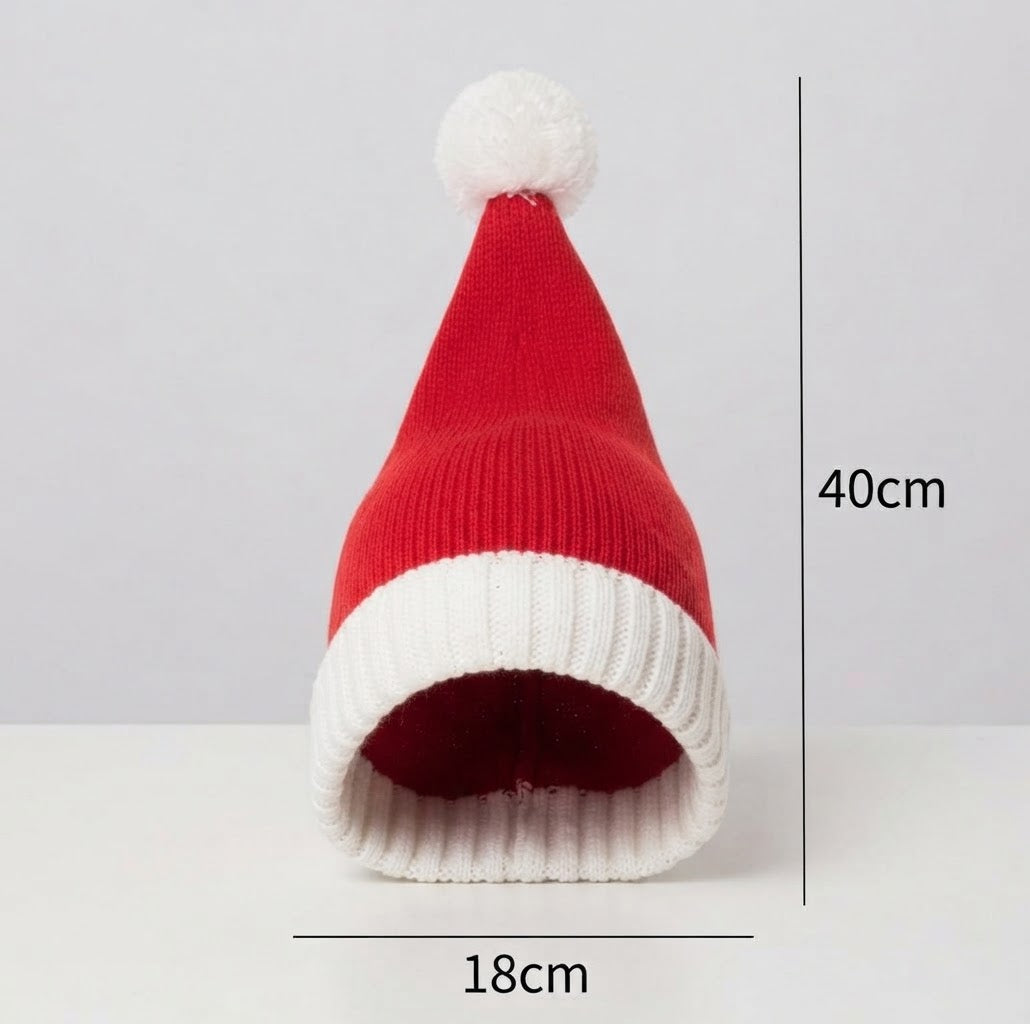 Kids Knitted Santa Hat with Pom-Pom - Premium Christmas Hat