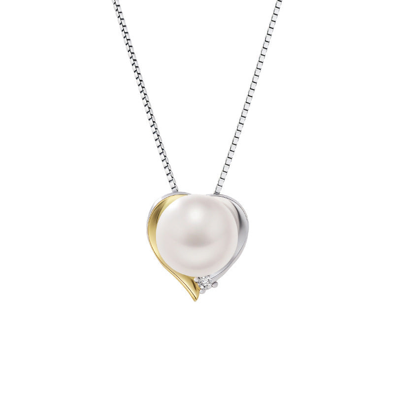 Gold & Platinum-Plated S925 Sterling Silver Pendant with 5A Zirconia and Pearl