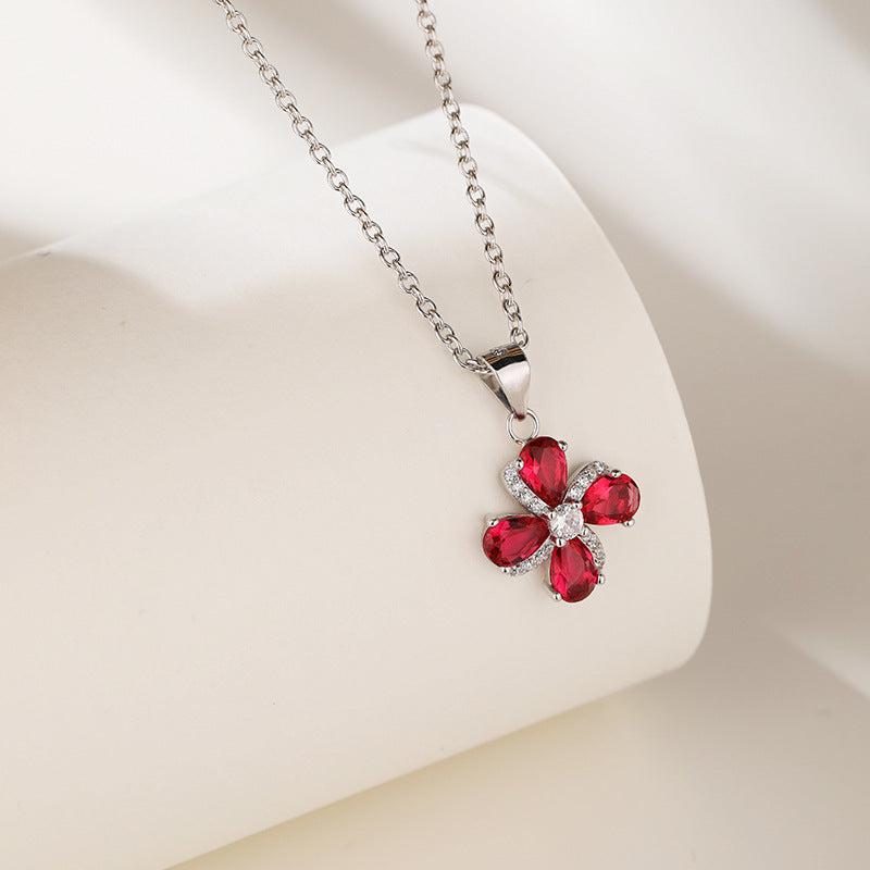 Platinum-Plated S925 Sterling Silver Pendant with 5A Zirconia and Crystals