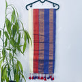 Off-White, Red & Purple Mul Cotton Saree