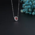S925 Sterling Silver Red Zirconia Necklace – Platinum Plated Pendant