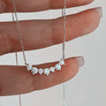 S925 Sterling Silver Curved Bar necklace with 5A Zirconia – Platinum Plated