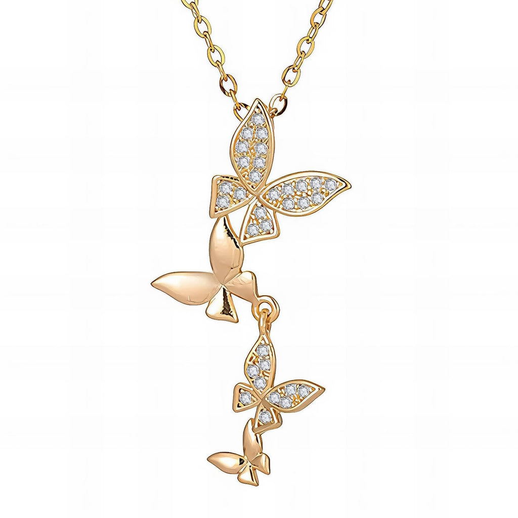 Gold Plated 316L Stainless Steel Cubic Zirconia Pendant Necklace – Waterproof & Hypoallergenic