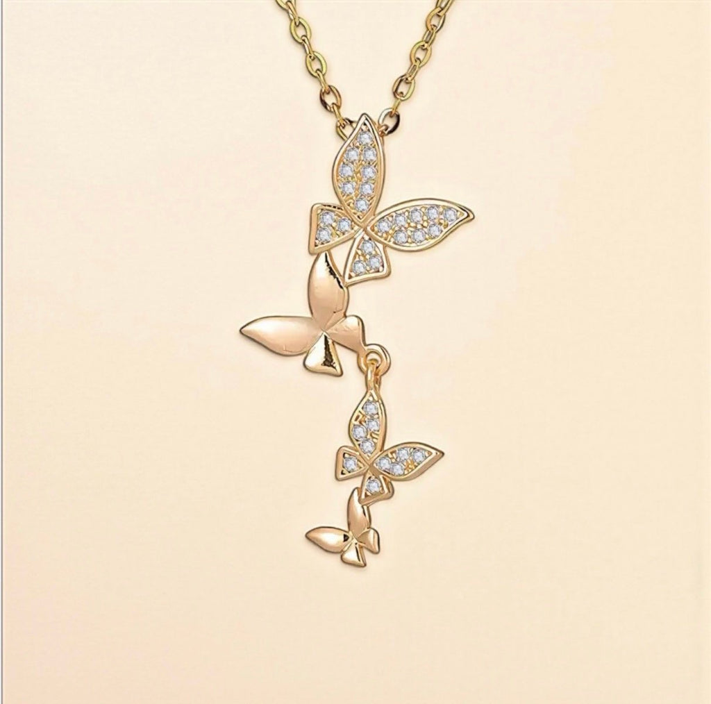 Gold Plated 316L Stainless Steel Cubic Zirconia Pendant Necklace – Waterproof & Hypoallergenic