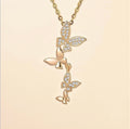 Gold Plated 316L Stainless Steel Cubic Zirconia Pendant Necklace – Waterproof & Hypoallergenic