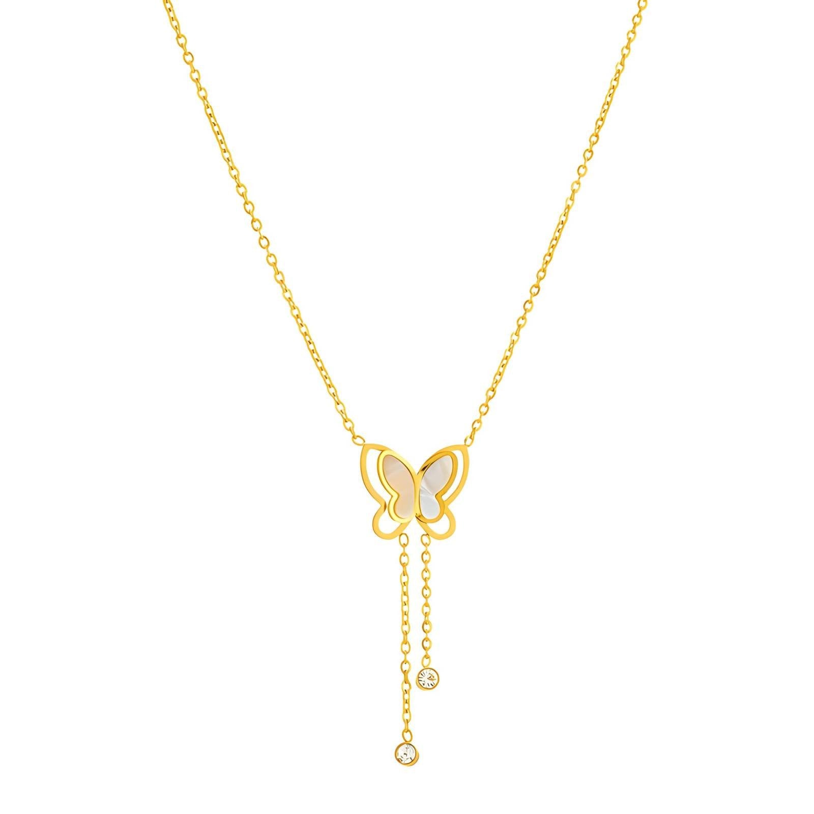 Gold Plated 316L Stainless Steel Cubic Zirconia Pendant Necklace – Waterproof & Hypoallergenic