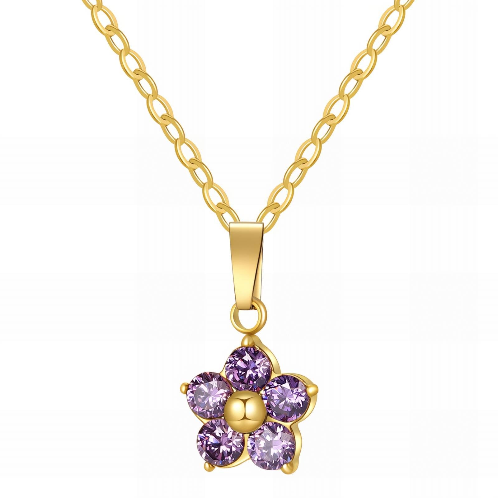 18K Gold-Plated Necklace with Cubic Zirconia Pendant – 316L Stainless Steel