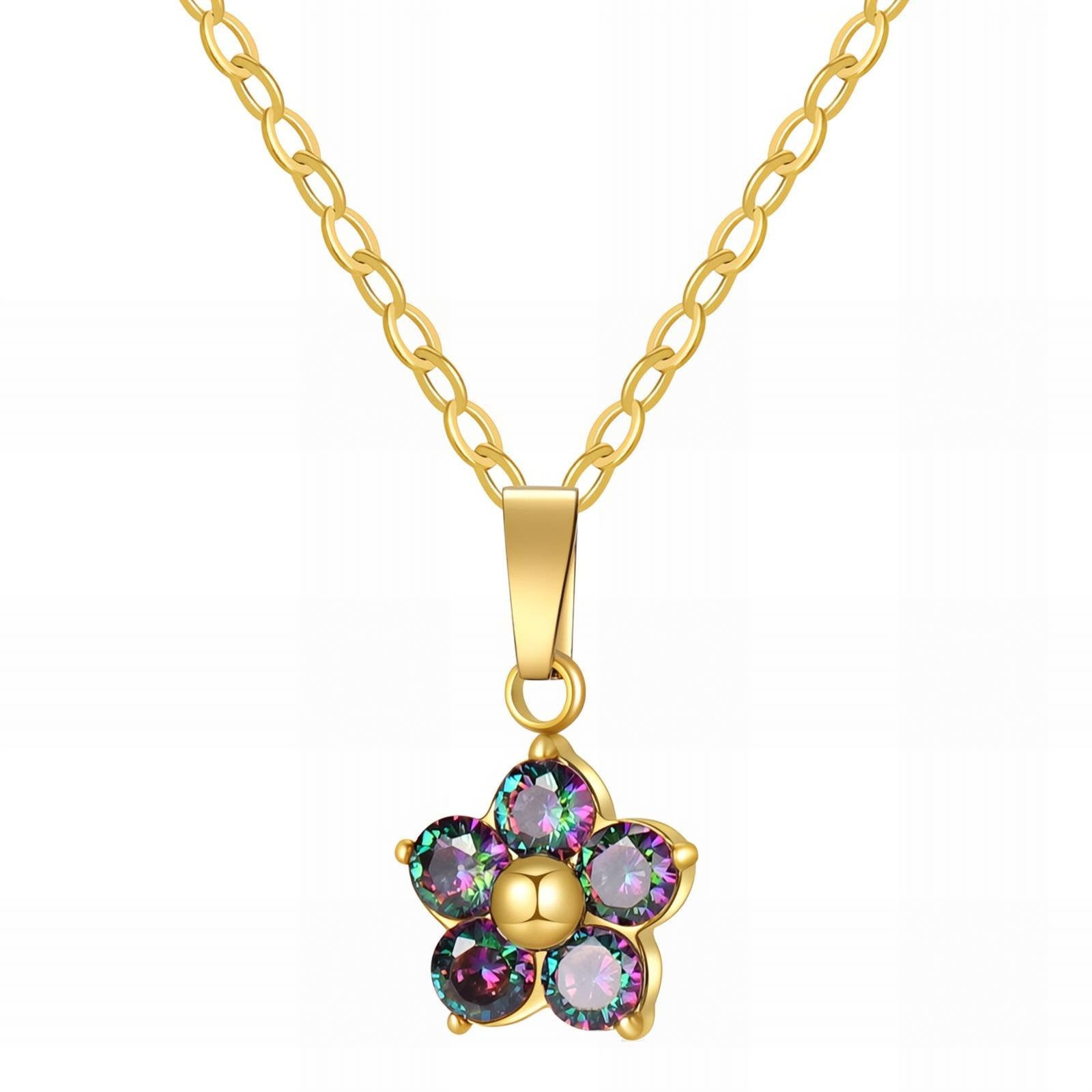 Gold Plated Cubic Zirconia Pendant Necklace – Stainless Steel