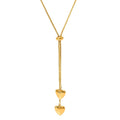 Waterproof 18K Gold Plated Double Heart Lariat Necklace - 316L Stainless Steel