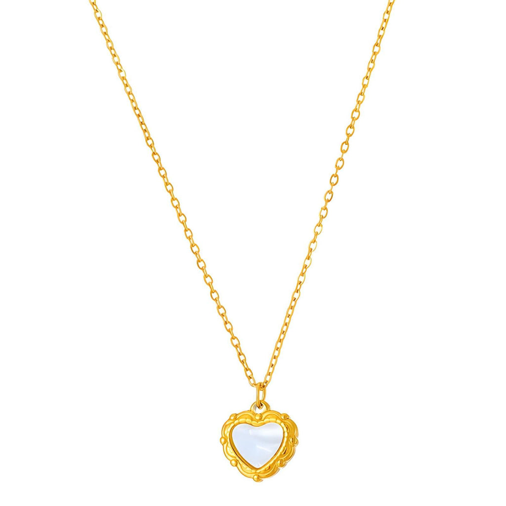 18K Gold Plated Vintage Heart Pendant Necklace - Waterproof 316L Stainless Steel