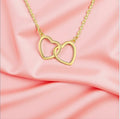 18K Gold Plated Interlocking Heart Necklace - Waterproof 316L Stainless Steel
