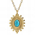 18K Gold Turquoise Sunburst Necklace
