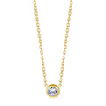 18K Gold Dainty CZ Solitaire Necklace