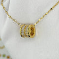 18K Gold Plated Barrel Pendant Necklace with Cubic Zirconia | Waterproof & Tarnish-Free Stainless Steel Jewelry