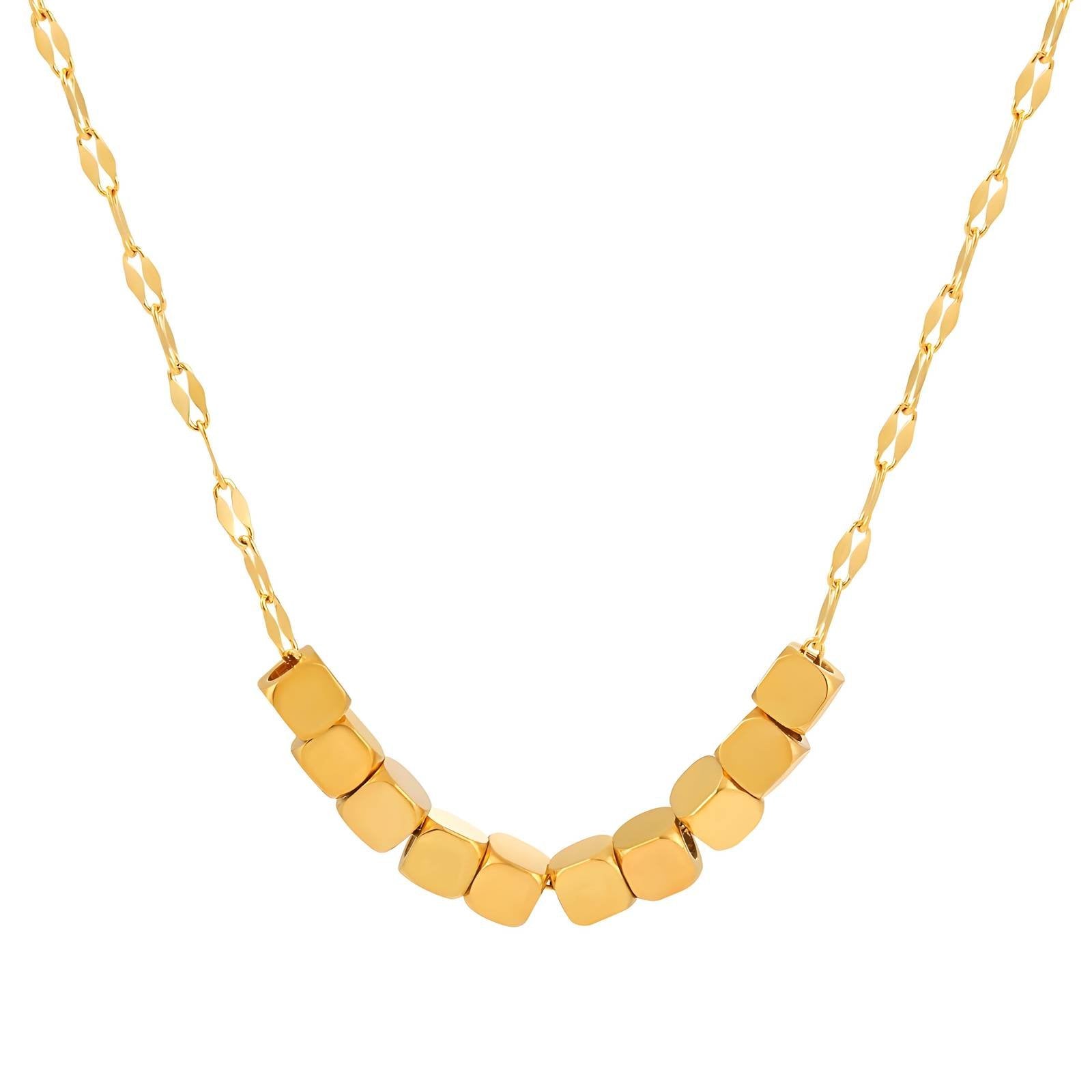 18K Gold Plated Geometric Cube Necklace | Waterproof & Tarnish-Free 316L Stainless Steel Minimalist Jewelry