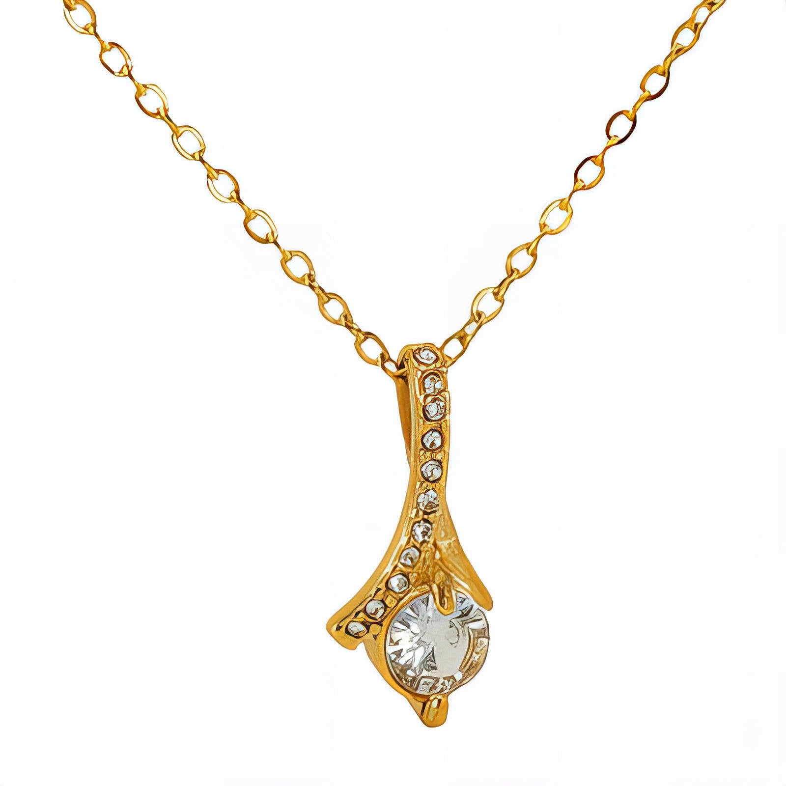 18K Gold Plated Sparkling Bow Ribbon Necklace | Waterproof & Tarnish-Free 316L Stainless Steel Jewelry
