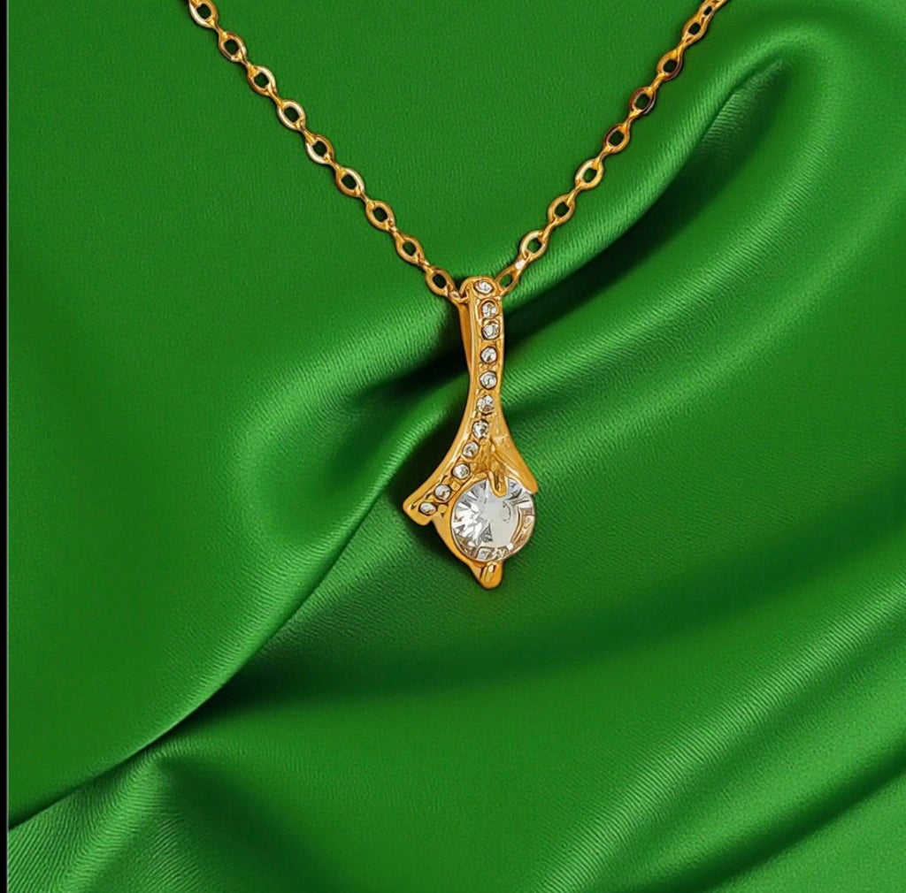 18K Gold Plated Sparkling Bow Ribbon Necklace | Waterproof & Tarnish-Free 316L Stainless Steel Jewelry