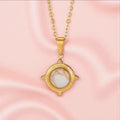 18K Gold Plated Compass Medallion Necklace | Waterproof & Tarnish-Free Stainless Steel Marble Effect Jewelry