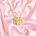 18K Gold Plated Roman Numeral Triple Band Necklace with Cubic Zirconia | Waterproof & Tarnish-Free Stainless Steel Jewelry