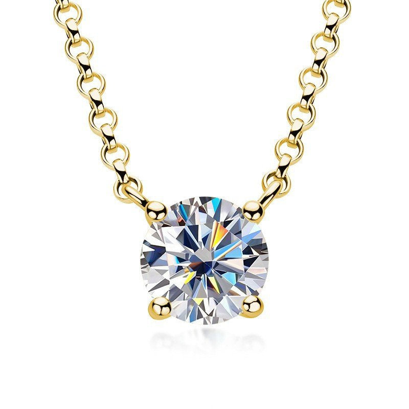 18K Gold Plated Stainless Steel Dainty Solitaire Necklace | Waterproof & Tarnish-Free Cubic Zirconia Jewelry
