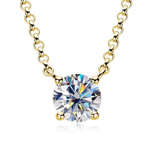 18K Gold Plated Stainless Steel Dainty Solitaire Necklace | Waterproof & Tarnish-Free Cubic Zirconia Jewelry