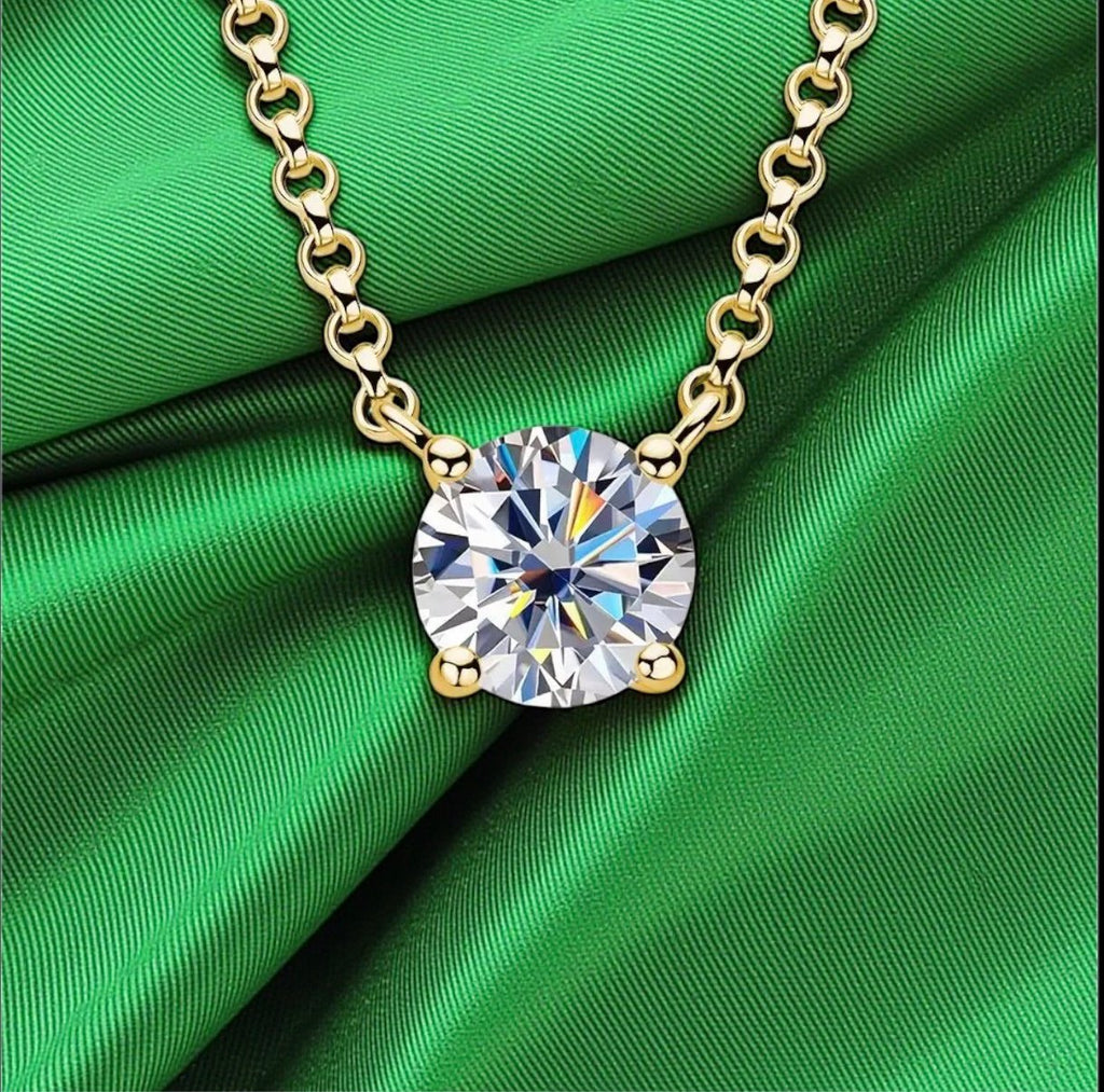 18K Gold Plated Stainless Steel Dainty Solitaire Necklace | Waterproof & Tarnish-Free Cubic Zirconia Jewelry