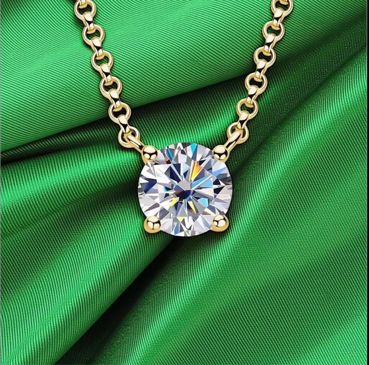 18K Gold Plated Stainless Steel Dainty Solitaire Necklace | Waterproof & Tarnish-Free Cubic Zirconia Jewelry