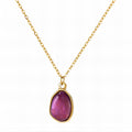 18K Gold Plated Stainless Steel Purple Stone Pendant Necklace | Waterproof & Tarnish-Free Organic Shape Jewelry