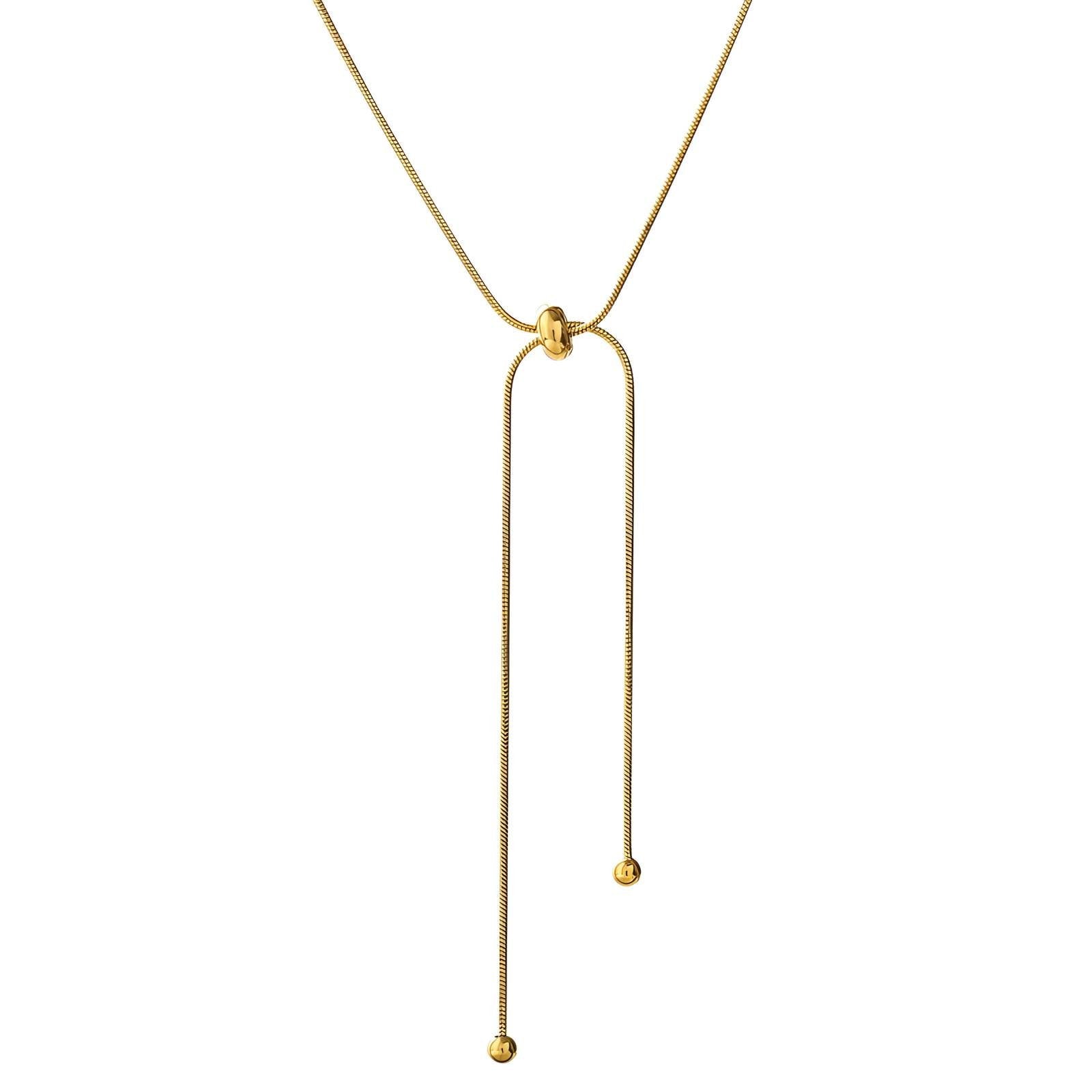18K Gold Plated Stainless Steel Adjustable Bolo Lariat Necklace | Waterproof & Tarnish-Free Minimalist Jewelry
