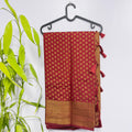 Radiant Red Semi-Banarasi Saree with Gold Zari Border
