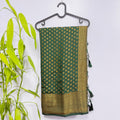 Elegant Green Semi-Banarasi Saree with Gold Zari Border