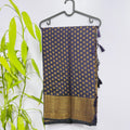 Elegant Deep Blue Semi-Banarasi Saree with Gold Zari Border