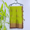Vibrant Lime Green Semi-Banarasi Saree with Contrast Border