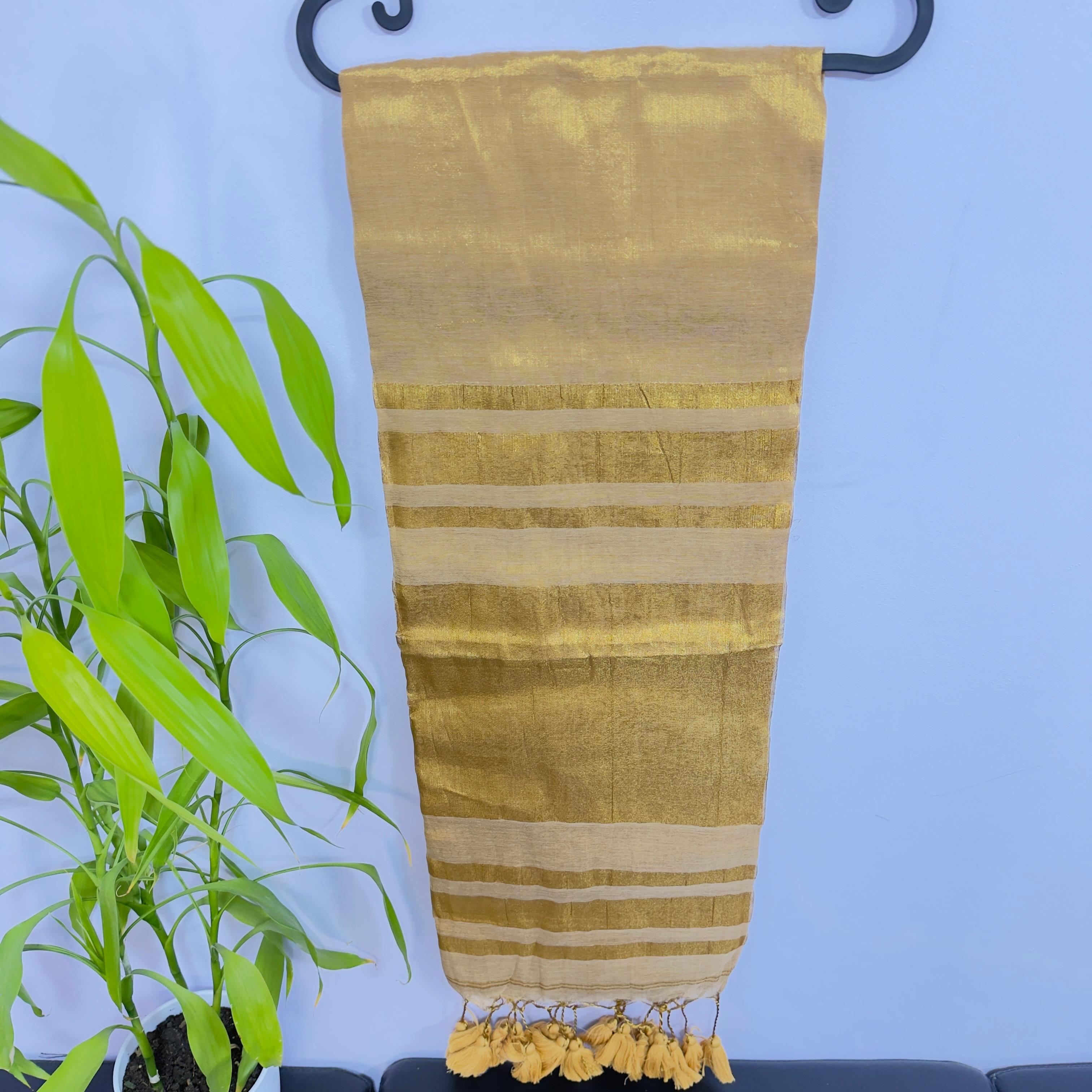 Elegant Golden Tissue Saree