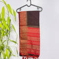 Elegant Contrast Border Jute Saree with Golden Zari Work