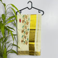 Handwoven Kerala Cotton Saree with Elegant Floral Embroidery