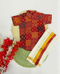Boys' Traditional Printed Shirt and Dhoti Set
