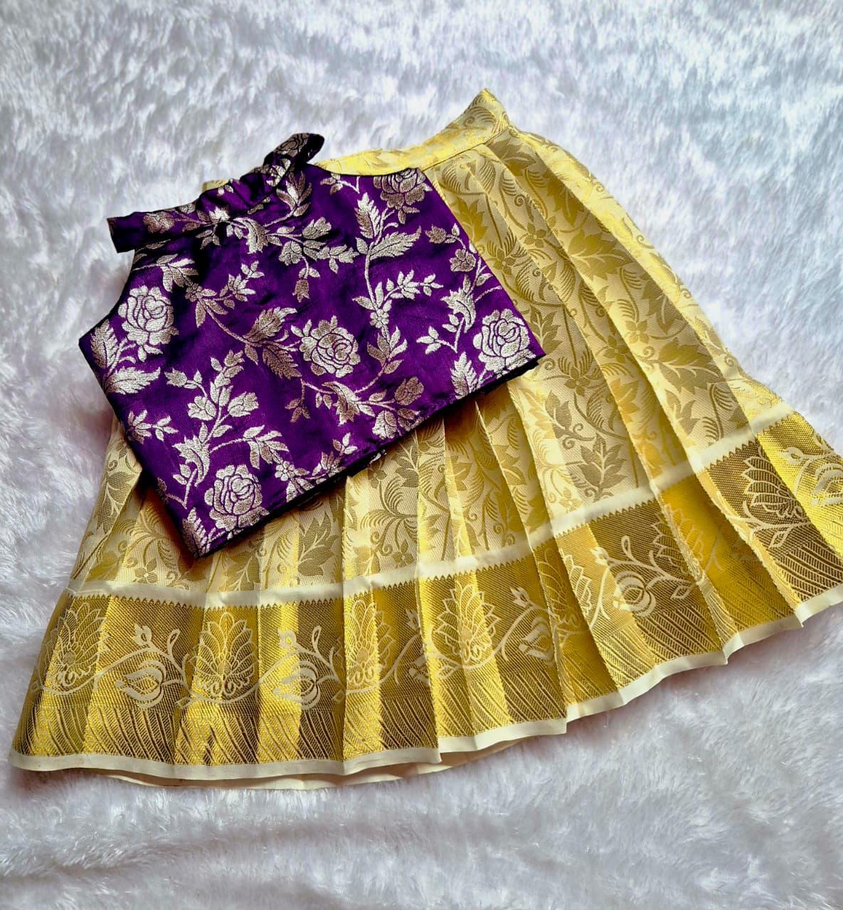 Girls Traditional Brocade Lehenga Choli Set