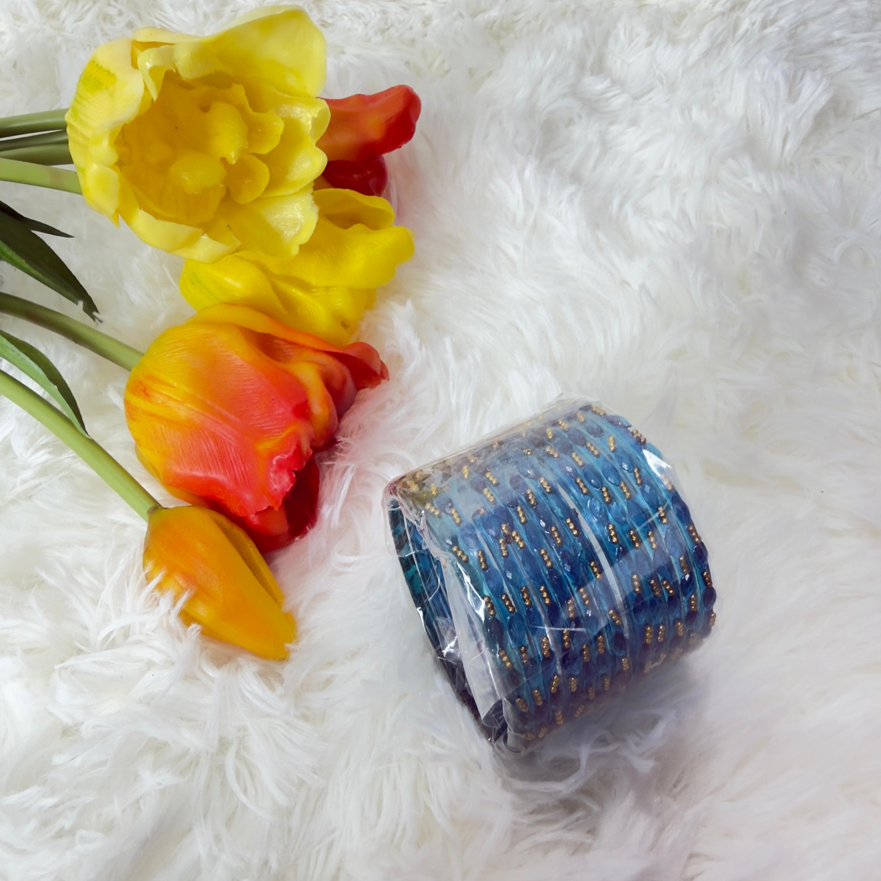 Raindrop blue glass bangles