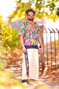 Kaishi Men's Multi-Color Printed Single-Piece Shirt and Dhoti Set